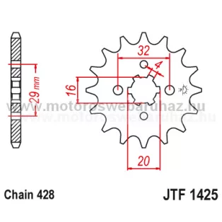 LÁNCKERÉK ELSŐ JT (JTF1425) 428-as LÁNCHOZ