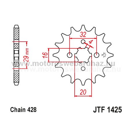 LÁNCKERÉK ELSŐ JT (JTF1425) 428-as LÁNCHOZ