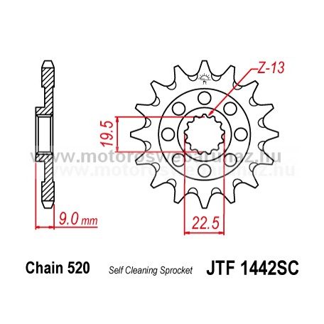 LÁNCKERÉK ELSŐ JT (JTF1442) 520-as LÁNCHOZ