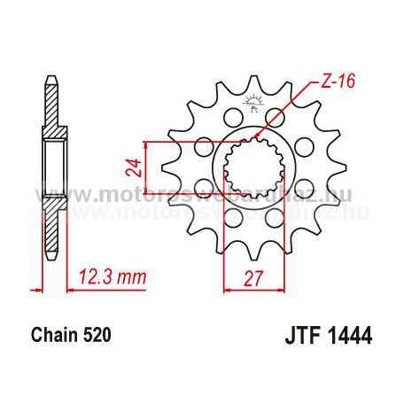 LÁNCKERÉK ELSŐ JT (JTF1444) 520-as LÁNCHOZ