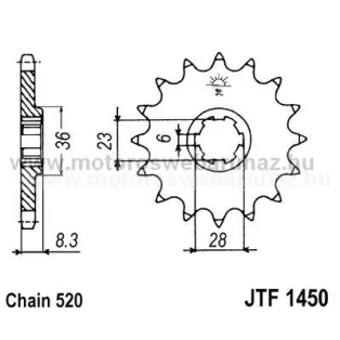 LÁNCKERÉK ELSŐ JT (JTF1450) 520-as LÁNCHOZ