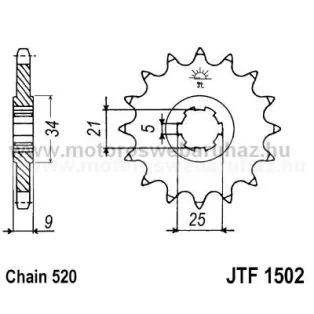 LÁNCKERÉK ELSŐ JT (JTF1502) 520-as LÁNCHOZ