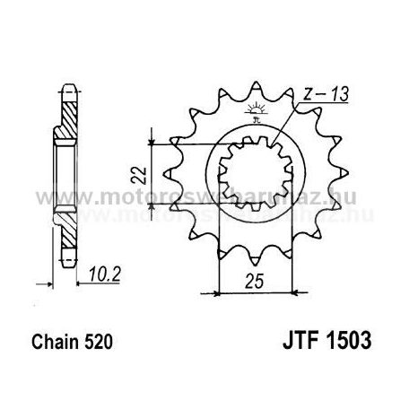 LÁNCKERÉK ELSŐ JT (JTF1503) 520-as LÁNCHOZ