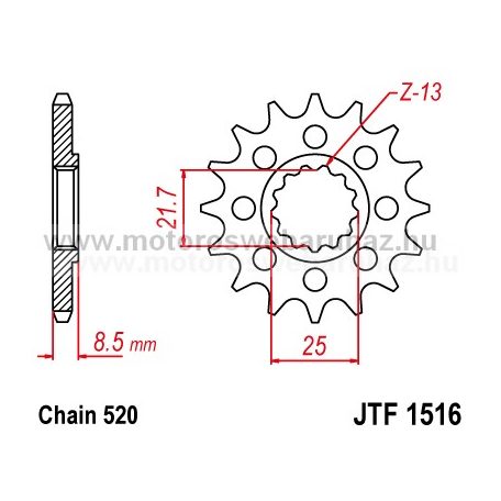 LÁNCKERÉK ELSŐ JT (JTF1516) 520-as LÁNCHOZ