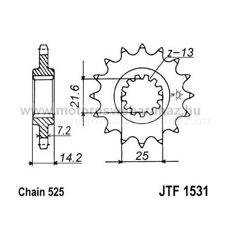 LÁNCKERÉK ELSŐ JT (JTF1531) 525-ös LÁNCHOZ