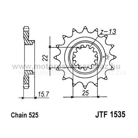 LÁNCKERÉK ELSŐ JT (JTF1535) 525-ös LÁNCHOZ