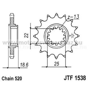 LÁNCKERÉK ELSŐ JT (JTF1538) 520-as LÁNCHOZ