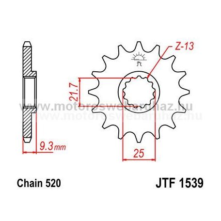 LÁNCKERÉK ELSŐ JT (JTF1539) 520-as LÁNCHOZ