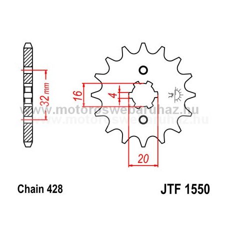 LÁNCKERÉK ELSŐ JT (JTF1550) 428-as LÁNCHOZ