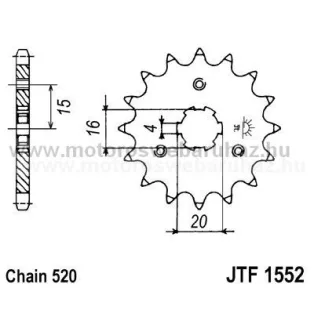LÁNCKERÉK ELSŐ JT (JTF1552) 520-as LÁNCHOZ