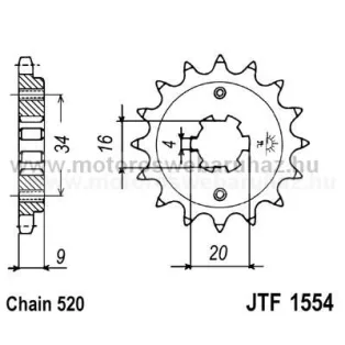 LÁNCKERÉK ELSŐ JT (JTF1554) 520-as LÁNCHOZ