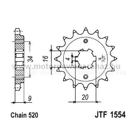 LÁNCKERÉK ELSŐ JT (JTF1554) 520-as LÁNCHOZ