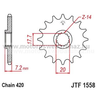 LÁNCKERÉK ELSŐ JT (JTF1558) 420-as LÁNCHOZ 