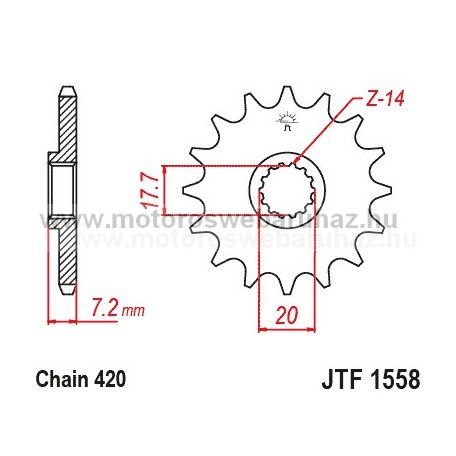 LÁNCKERÉK ELSŐ JT (JTF1558) 420-as LÁNCHOZ 