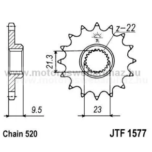 LÁNCKERÉK ELSŐ JT (JTF1577) 520-as LÁNCHOZ