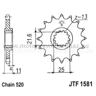 LÁNCKERÉK ELSŐ JT (JTF1581) 520-as LÁNCHOZ