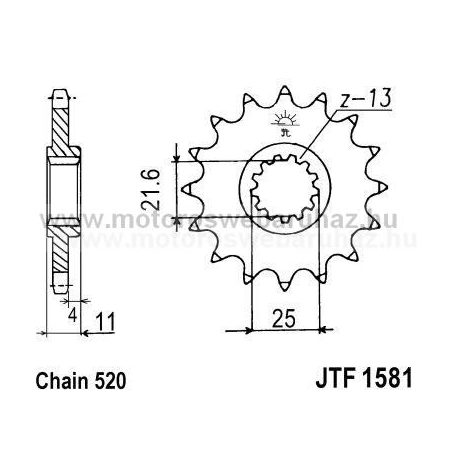 LÁNCKERÉK ELSŐ JT (JTF1581) 520-as LÁNCHOZ