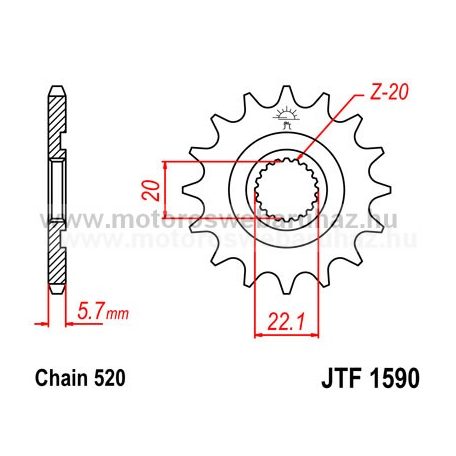 LÁNCKERÉK ELSŐ JT (JTF1590) 520-as LÁNCHOZ