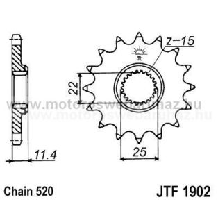 LÁNCKERÉK ELSŐ JT (JTF1902) 520-as LÁNCHOZ