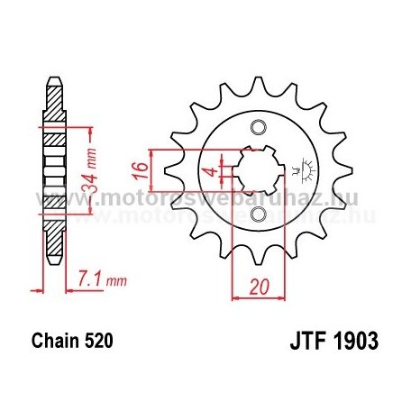 LÁNCKERÉK ELSŐ JT (JTF1903) 520-as LÁNCHOZ