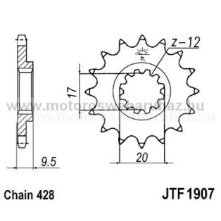 LÁNCKERÉK ELSŐ JT (JTF1907) 428-as LÁNCHOZ