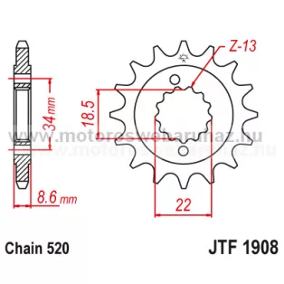 LÁNCKERÉK ELSŐ JT (JTF1908) 520-as LÁNCHOZ