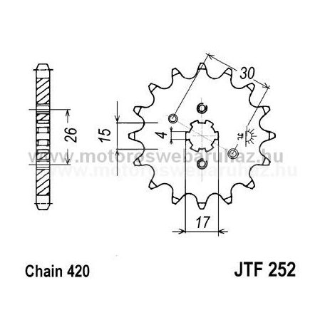 LÁNCKERÉK ELSŐ JT (JTF252) 420-as LÁNCHOZ