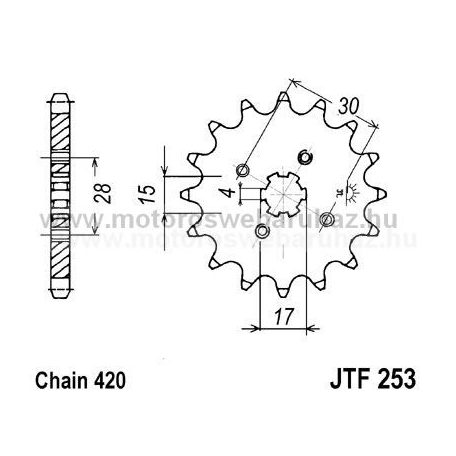 LÁNCKERÉK ELSŐ JT (JTF253) 420-as LÁNCHOZ