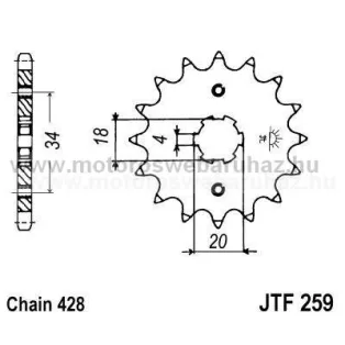 LÁNCKERÉK ELSŐ JT (JTF259) 428-as LÁNCHOZ