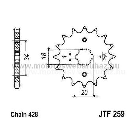 LÁNCKERÉK ELSŐ JT (JTF259) 428-as LÁNCHOZ