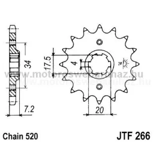 LÁNCKERÉK ELSŐ JT (JTF266) 520-as LÁNCHOZ