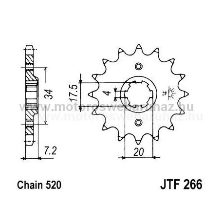 LÁNCKERÉK ELSŐ JT (JTF266) 520-as LÁNCHOZ