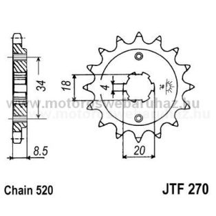LÁNCKERÉK ELSŐ JT (JTF270) 520-as LÁNCHOZ