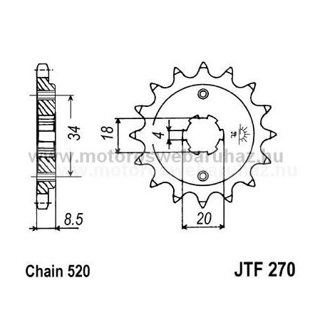 LÁNCKERÉK ELSŐ JT (JTF270) 520-as LÁNCHOZ