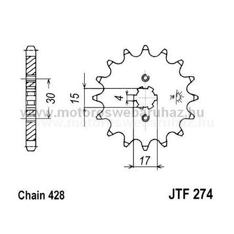 LÁNCKERÉK ELSŐ JT (JTF274) 428-as LÁNCHOZ