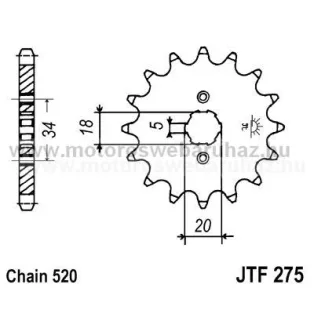 LÁNCKERÉK ELSŐ JT (JTF275) 520-as LÁNCHOZ