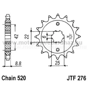 LÁNCKERÉK ELSŐ JT (JTF276) 520-as LÁNCHOZ