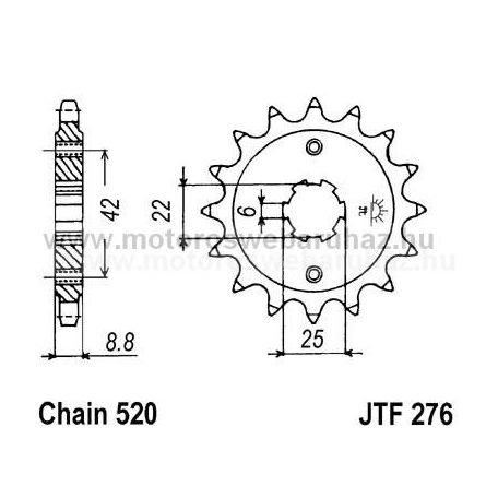 LÁNCKERÉK ELSŐ JT (JTF276) 520-as LÁNCHOZ