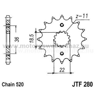 LÁNCKERÉK ELSŐ JT (JTF280) 520-as LÁNCHOZ