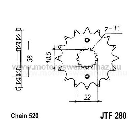 LÁNCKERÉK ELSŐ JT (JTF280) 520-as LÁNCHOZ