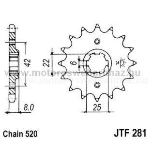 LÁNCKERÉK ELSŐ JT (JTF281) 520-as LÁNCHOZ