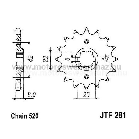 LÁNCKERÉK ELSŐ JT (JTF281) 520-as LÁNCHOZ