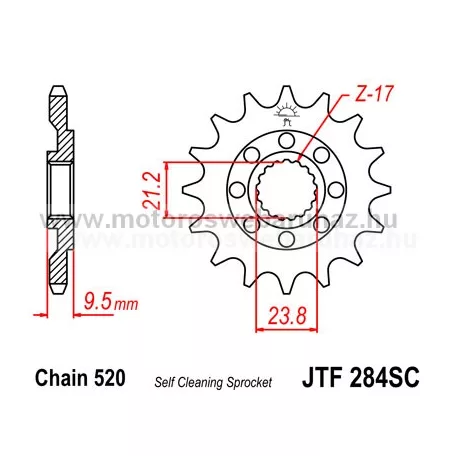 LÁNCKERÉK ELSŐ JT (JTF284) 520-as LÁNCHOZ