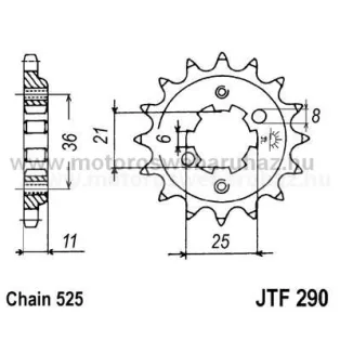 LÁNCKERÉK ELSŐ JT (JTF290) 525-ös LÁNCHOZ