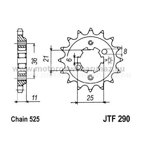 LÁNCKERÉK ELSŐ JT (JTF290) 525-ös LÁNCHOZ