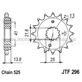 LÁNCKERÉK ELSŐ JT (JTF296) 525-ös LÁNCHOZ