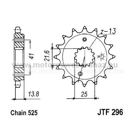 LÁNCKERÉK ELSŐ JT (JTF296) 525-ös LÁNCHOZ