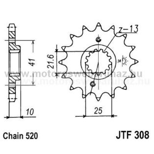 LÁNCKERÉK ELSŐ JT (JTF308) 520-as LÁNCHOZ