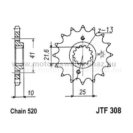 LÁNCKERÉK ELSŐ JT (JTF308) 520-as LÁNCHOZ