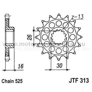 LÁNCKERÉK ELSŐ JT (JTF313) 525-ös LÁNCHOZ